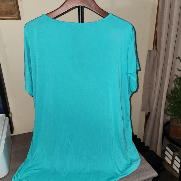 Design History Turquoise Short Sleeve Tee with Glitter Accents - Picture 2 of 3